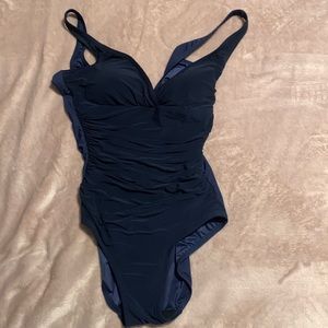 Dark blue one piece swimsuit